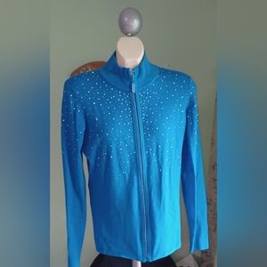 Belldini women’s Blue sweater, Size Lg cardigan with rhinestones NICE